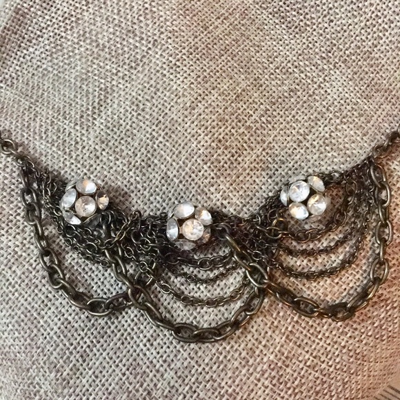 American Eagle Outfitters Jewelry - AEO Crystal Chain Swag Necklace Antiqued